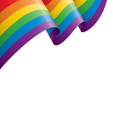 Beyaz arkaplanda sallanan bir gökkuşağı bayrağını yönlendir