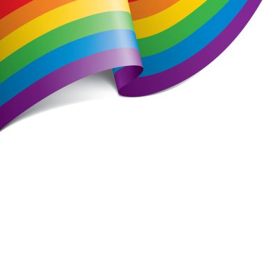 Beyaz arkaplanda sallanan bir gökkuşağı bayrağını yönlendir