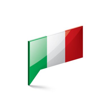 İtalya bayrağı, beyaz arkaplanda vektör illüstrasyonu.