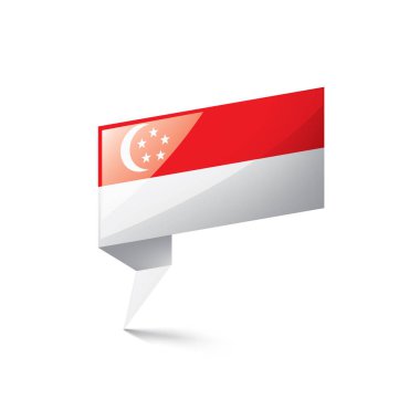 Singapur bayrağı, beyaz arkaplanda vektör illüstrasyonu.