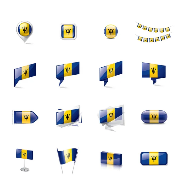 Barbados vlag, vector illustratie op een witte achtergrond. — Stockvector