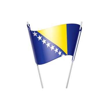 Beyaz arka planda Bosna-Hersek bayrağı ve vektör illüstrasyonu