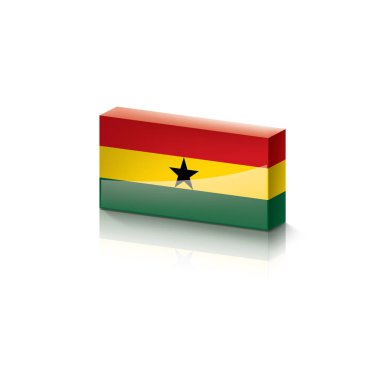 Gana bayrağı, beyaz arkaplanda vektör illüstrasyonu