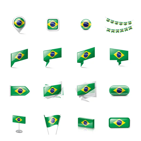 Bandera de Brasil, ilustración vectorial sobre fondo blanco — Vector de stock
