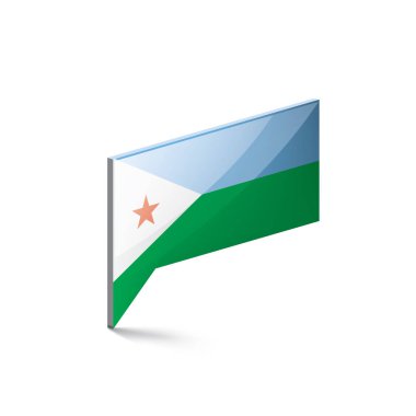 Cibuti bayrağı, beyaz bir arka plan üzerinde vektör çizim