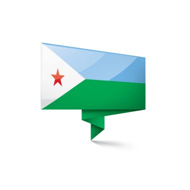 Cibuti bayrağı, beyaz bir arka plan üzerinde vektör çizim