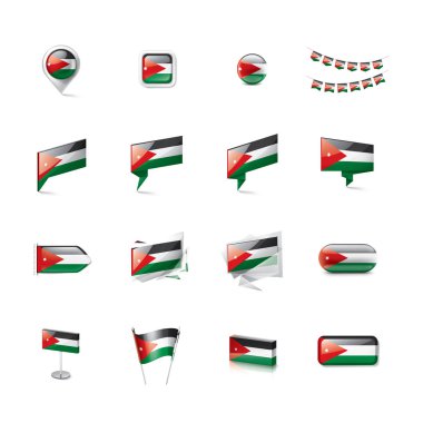 Ürdün bayrağı, beyaz arkaplanda vektör illüstrasyonu