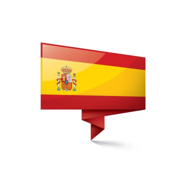 İspanya bayrağı, beyaz arkaplanda vektör illüstrasyonu