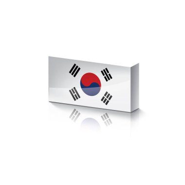 Güney Kore bayrağı, beyaz bir arka plan üzerinde vektör çizim