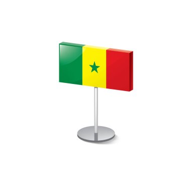 Senegal bayrağı, beyaz arkaplanda vektör çizimi