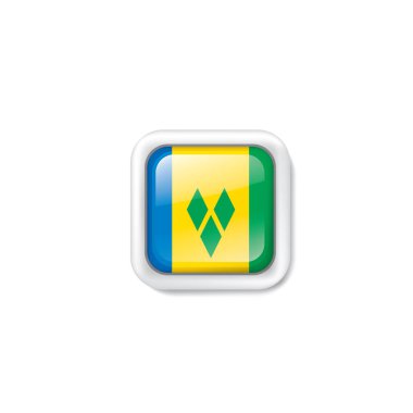 Saint Vincent ve Grenadines bayrağı, beyaz arkaplanda vektör çizimi