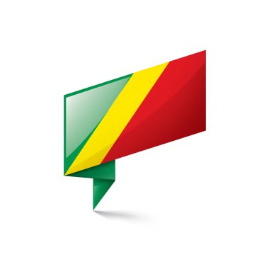 Beyaz arkaplanda Kongo bayrağı, vektör illüstrasyonu