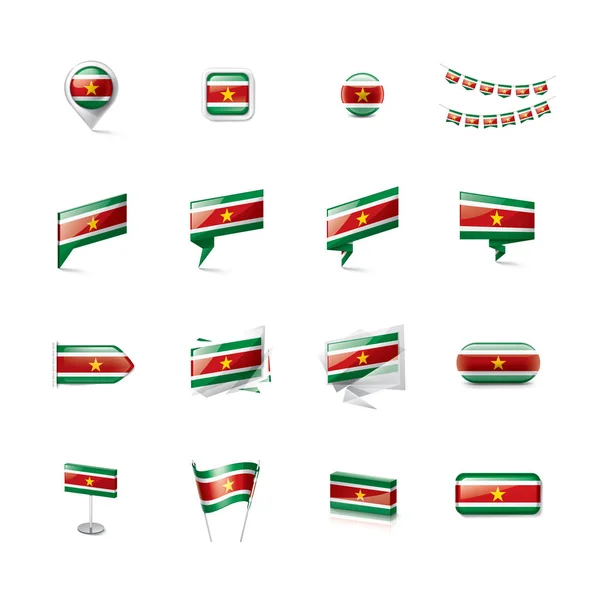 Флаг Суринама, векторная иллюстрация на белом фоне — стоковый вектор