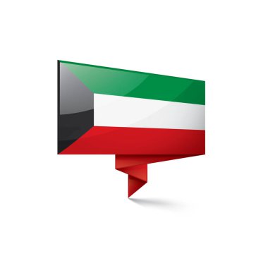 Beyaz arkaplanda Kuveyt bayrağı, vektör illüstrasyonu