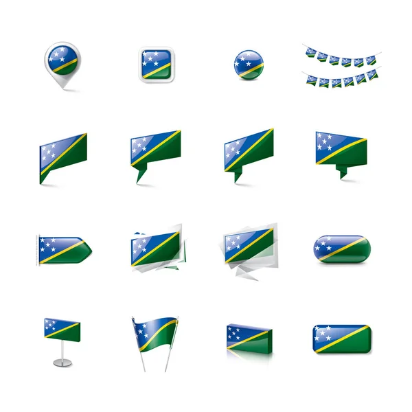 Vlajka Šalamounových ostrovů, vektorová ilustrace na bílém pozadí — Stockový vektor
