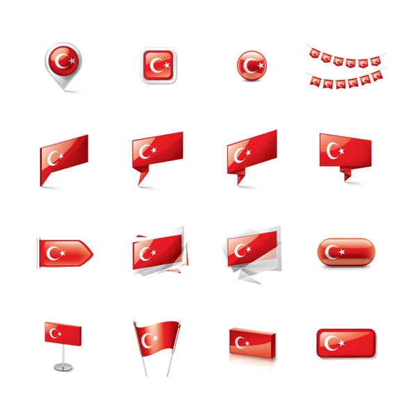 Bandeira da Turquia, ilustração vetorial sobre um fundo branco —  Vetores de Stock