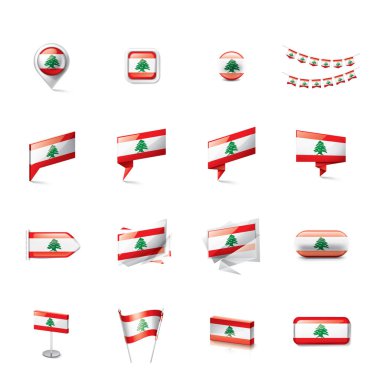 Lübnan bayrağı, beyaz bir arka plan üzerinde vektör çizim