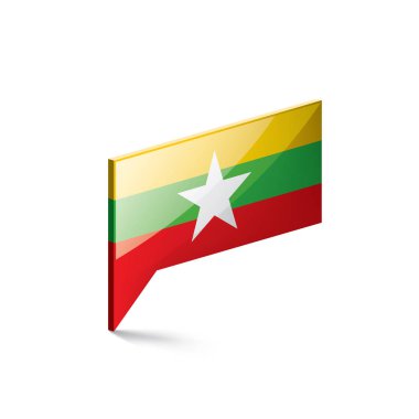 Myanmar bayrağı, beyaz bir arka plan üzerinde vektör çizim