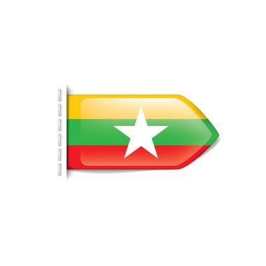 Myanmar bayrağı, beyaz bir arka plan üzerinde vektör çizim