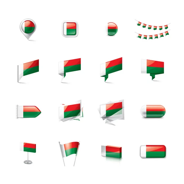 Madagascar flag, vector illustration on a white background — Stock Vector