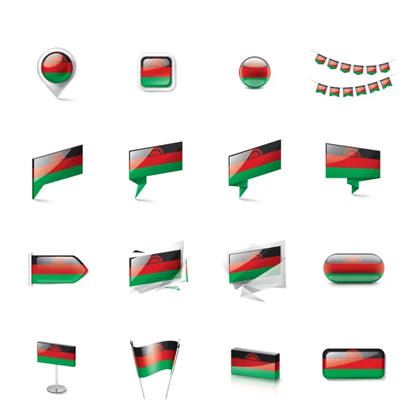 Bandera de Malawi, ilustración vectorial sobre fondo blanco — Archivo Imágenes Vectoriales