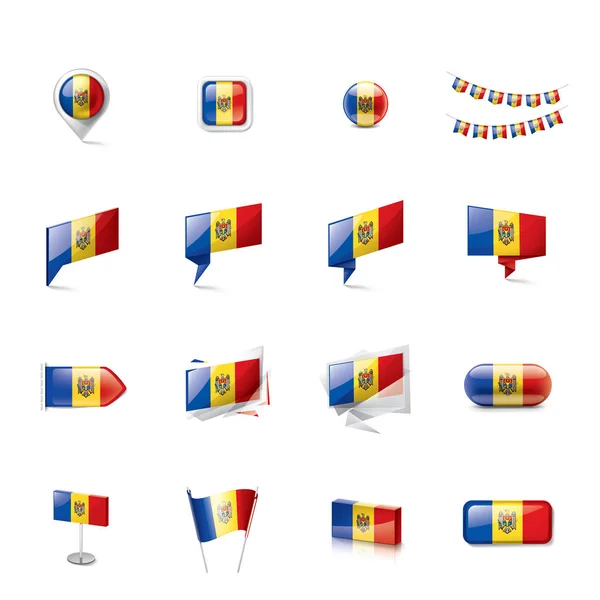 Flaga Narodowa Mołdawii Wektor Ilustracja Białym Tle — Wektor stockowy