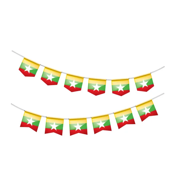 ミャンマーの国旗は、白の背景にベクトル画像 — ストックベクタ