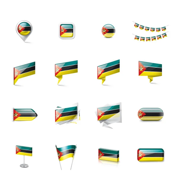 Vlajka Mosambiku, vektorové ilustrace na bílém pozadí — Stockový vektor