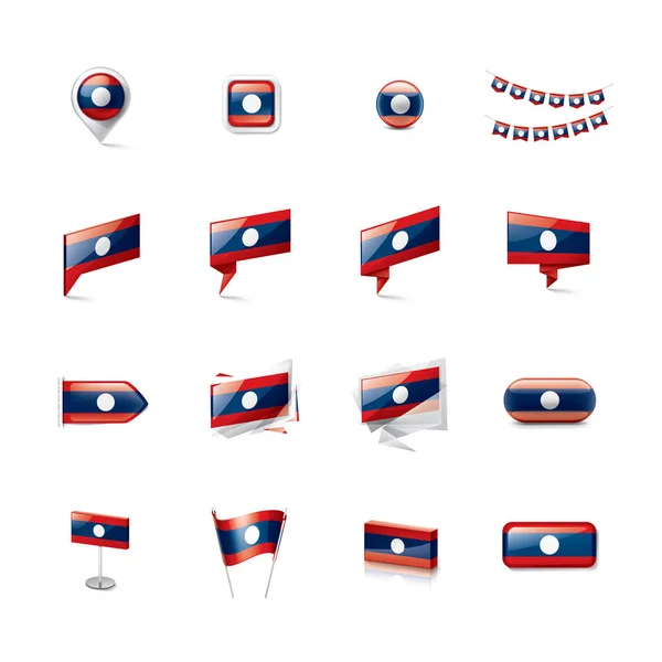 Vlajka Laosu, vektorové ilustrace na bílém pozadí — Stockový vektor