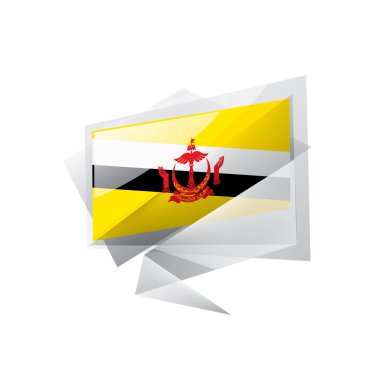 Brunei bayrağı, beyaz arkaplanda vektör illüstrasyonu