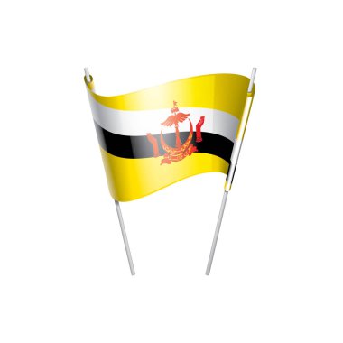 Brunei bayrağı, beyaz arkaplanda vektör illüstrasyonu