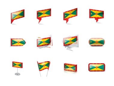 Grenada bayrağı, beyaz bir arka plan üzerinde vektör çizim