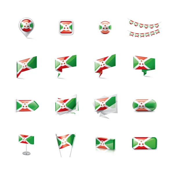 Bandera de Burundi, ilustración vectorial sobre fondo blanco — Archivo Imágenes Vectoriales