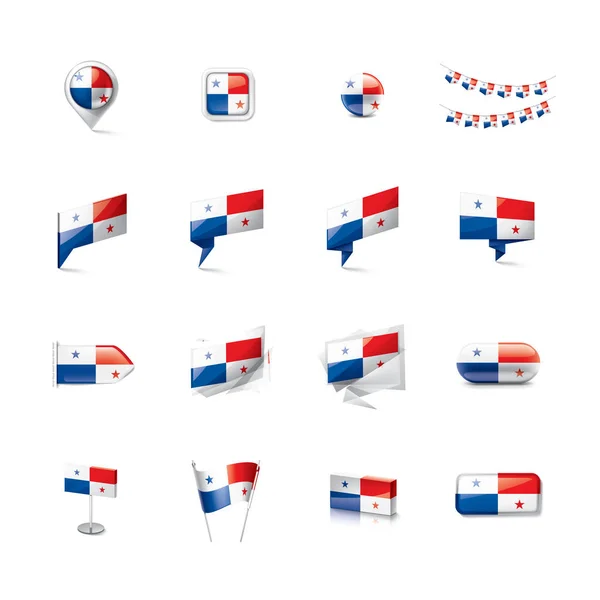 Panama flagg, vektorillustration på vit bakgrund — Stock vektor