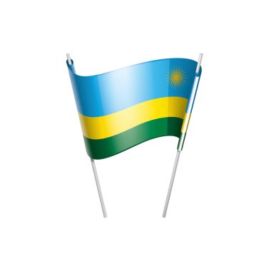 Ruanda bayrağı, beyaz arkaplanda vektör illüstrasyonu