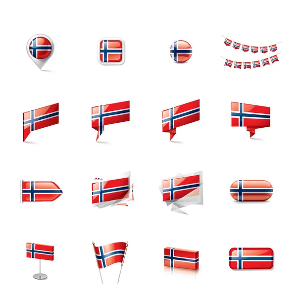 Drapeau Norvège, illustration vectorielle sur fond blanc — Image vectorielle