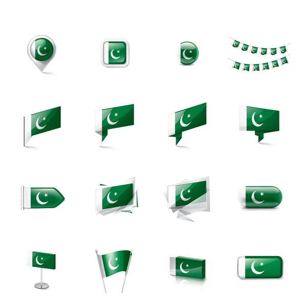 Флаг Пакистана, векторная иллюстрация на белом фоне — стоковый вектор