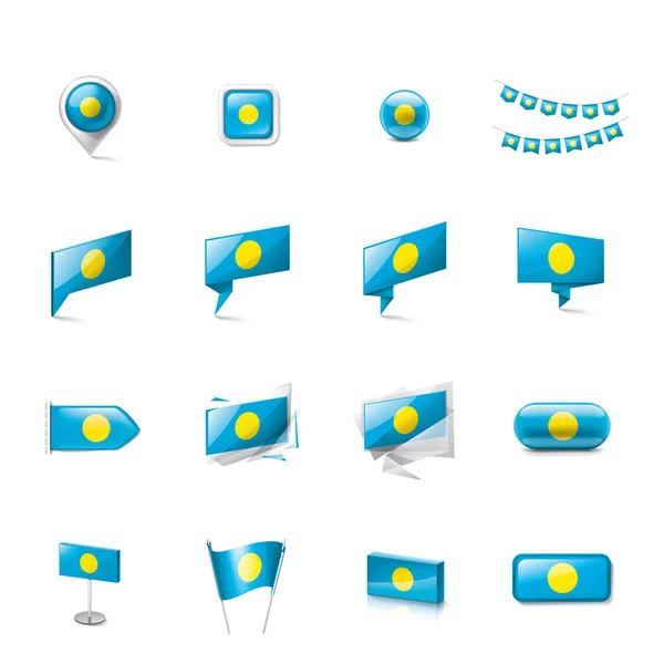 Bandera de Palau, ilustración vectorial sobre fondo blanco — Archivo Imágenes Vectoriales