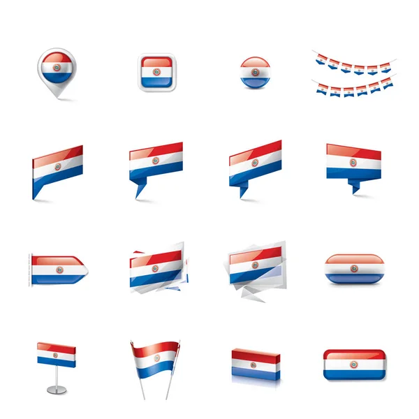 Bandera de Paraguay, ilustración vectorial sobre fondo blanco — Archivo Imágenes Vectoriales