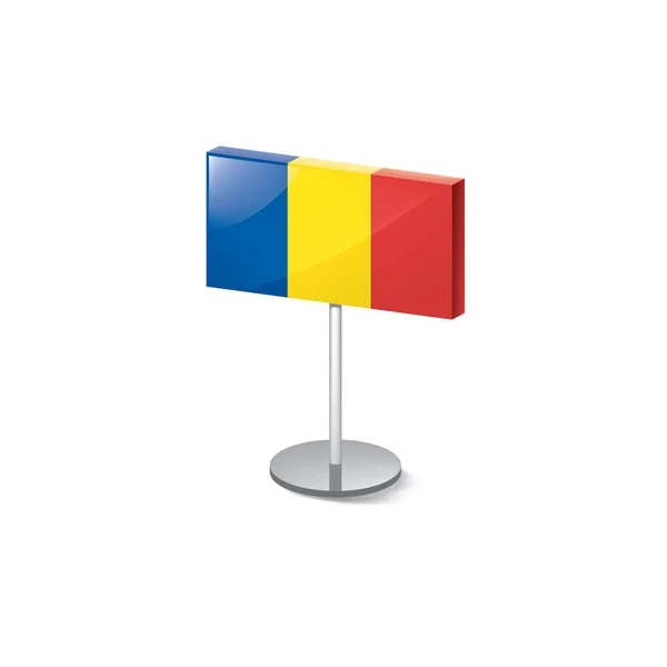 Drapeau Roumanie, illustration vectorielle sur fond blanc — Image vectorielle