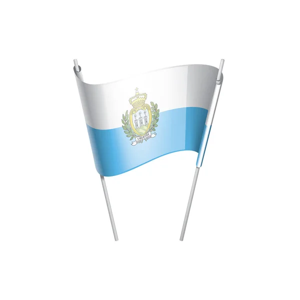 Bandeira de San Marino, ilustração vetorial sobre um fundo branco —  Vetores de Stock