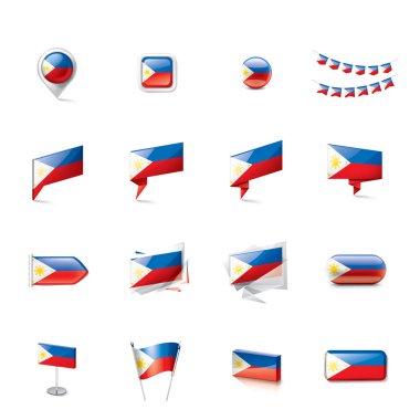 Filipinler bayrağı, beyaz bir arka plan üzerinde vektör çizim