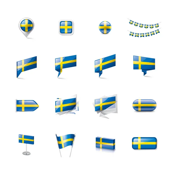 Sverige flagga, vektorillustration på vit bakgrund — Stock vektor