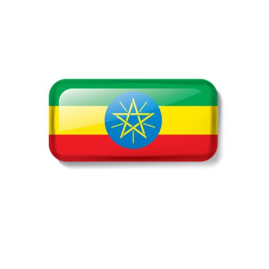 Etiyopya bayrağı, beyaz arkaplanda vektör illüstrasyonu