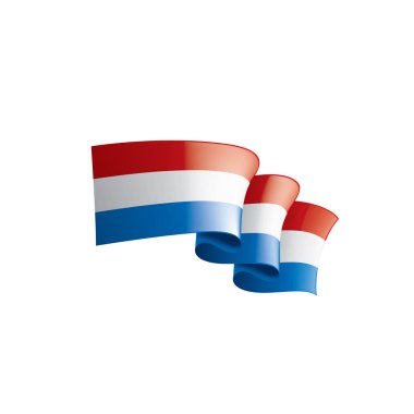 Beyaz arkaplanda Hollanda bayrağı, vektör illüstrasyonu