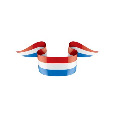 Beyaz arkaplanda Hollanda bayrağı, vektör illüstrasyonu