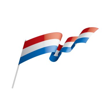 Beyaz arkaplanda Hollanda bayrağı, vektör illüstrasyonu
