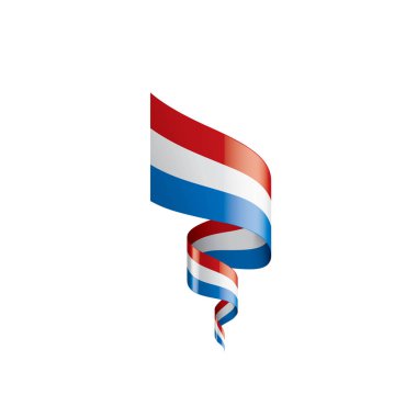 Beyaz arkaplanda Hollanda bayrağı, vektör illüstrasyonu