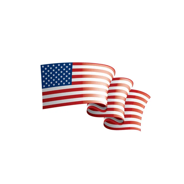 Beyaz arka planda ABD bayrağı, vektör illüstrasyonu — Stok Vektör