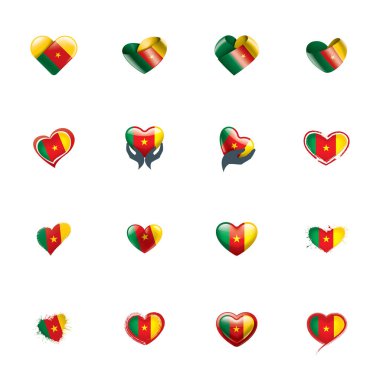 Kamerun bayrağı, beyaz bir arka plan üzerinde vektör çizim